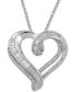 Фото #1 товара Macy's diamond Heart Adjustable Pendant Necklace (1/2 ct. t.w.) in Sterling Silver