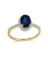 ფოტო #1 პროდუქტის Delicate 1.5CT Brilliant Cut Oval Gemstone Created White Blue Sapphire Halo Ring for Women -10K Yellow Gold September Birthstone