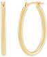 ფოტო #4 პროდუქტის Polished Oval Tube Hoop Earrings in 10k Gold, 1 inch