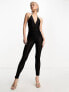 Amy Lynn halterneck Kitty catsuit in black honeycomb mesh