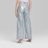 Women's High-Rise Wide Leg Coated Baggy Jeans - Wild Fable Silver Metallic 4