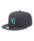 ფოტო #4 პროდუქტის Men's Graphite New York Yankees Print Undervisor 59FIFTY Fitted Hat