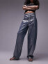 Topshop silver foil high rise Baggy jeans in mid blue