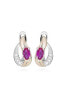 Charming bicolor earrings with rubies and zircons SVLE0642SH8R100 silver, clear, red - фото #1