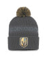Men's Charcoal Vegas Golden Knights Authentic Pro Home Ice Cuffed Knit Hat with Pom