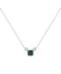 ფოტო #1 პროდუქტის Cushion Cut Emerald Gemstone, Natural Diamond 14K White Gold Birthstone Necklace