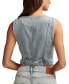 ფოტო #2 პროდუქტის Women's Button-Down Cropped Denim Vest