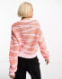 Only textured jumper in pink and orange print Розовый и Оранжевый, 2XL - фото #6