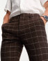 Фото #9 товара ASOS DESIGN skinny wool mix smart trousers in chocolate brown window check