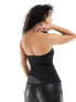 & Other Stories strapless bustier top with zip front in black 36 - фото #7