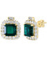 ფოტო #1 პროდუქტის EFFY® Lab Grown Emerald (5-5/8 ct. t.w.) & Lab Grown Diamond (2-1/10 ct. t.w.) Halo Stud Earrings in 14k Gold