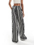 Фото #5 товара ONLY Tall wide leg trouser in black and white stripe