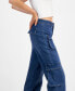 Фото #6 товара Juniors' High-Rise Baggy Straight Cargo Jeans