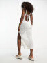 Фото #1 товара Miss Selfridge low back crochet knit maxi dress with side split in white