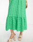 Nobody's Child Rachel puff sleeve midi dress in green check print