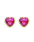 Sterling Silver 14K Gold Plated Pink Sunset Heart Stud Earrings