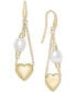 ფოტო #1 პროდუქტის Cultured Freshwater Pearl (7 1/4 x 8mm) Chain Heart Drop Earrings in 14k Gold-Plated Sterling Silver