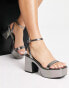 Фото #1 товара Topshop Rebecca platform tubular tie sandal in pewter