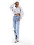 Фото #3 товара Pieces Tall Bella high waisted straight leg jeans in light blue