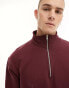 Фото #4 товара ASOS DESIGN heavyweight oversized half zip sweatshirt in burgundy