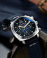 ფოტო #2 პროდუქტის Men's Hull Chrono Navy Blue Genuine Leather Strap Watch 42mm