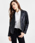 ფოტო #1 პროდუქტის Juniors' Asymmetric Faux-Leather Moto Jacket