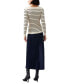 ფოტო #2 პროდუქტის Women's Stripe Crinkle Knit Long-Sleeve Top