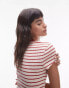 Topshop stripe pointelle baby tee in red Красный, L - EU 44 - фото #3