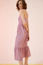 Фото #1 товара Volanlı Sırtı Çapraz Detaylı İp Askılı Çizgili Poplin Midi Elbise