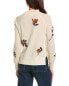 Фото #2 товара Minnie Rose Embroidered Flower Mock Neck Cashmere Sweater Women's White M