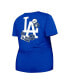 Фото #2 товара Women's Royal Los Angeles Dodgers Plus Size Two-Hit Front Knot T-shirt