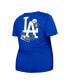 ფოტო #2 პროდუქტის Women's Royal Los Angeles Dodgers Plus Size Two-Hit Front Knot T-shirt