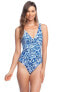 LAUREN Ralph Lauren Women's 236192 One-Piece BLUE Swimsuit Size 12