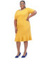 Фото #3 товара Women's Round-Neck Short-Sleeve Ruffle-Hem Dress