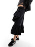 Urban Revivo ruffle detail maxi skirt in black