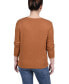 ფოტო #2 პროდუქტის Petite Long Sleeve Ribbed Henley Top