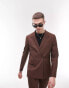 Фото #2 товара Topman super skinny double breasted one button suit jacket in brown
