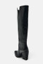 Leather block heel knee-high boots