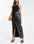 Фото #1 товара ASOS DESIGN faux leather maxi skirt in black