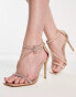 Truffle Collection embellished barely there stilletto sandals in rose gold