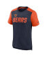 Men's Heathered Navy, Heathered Orange Chicago Bears Color Block Team Name T-shirt