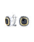 ფოტო #1 პროდუქტის Black Onyx Cubic Zirconia Two Tone Square Cushion Omega Earrings For Women Gold Plated Rhodium Plated Brass
