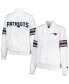 ფოტო #1 პროდუქტის Women's White New England Patriots Line Up Satin Full-Snap Varsity Jacket