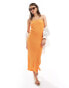 JDY textured bandeau midi dress dress in orange Оранжевый, XS - EU 34 - фото #1