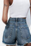 Trf high-waist denim ripped shorts