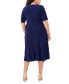 Фото #2 товара Plus Size Twist-Front V-Neck Elbow-Sleeve Midi Dress
