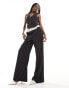 Extro & Vert tailored pinstripe trouser with asymmetric waistband in black co-ord DE 32 - фото #2