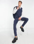 ASOS DESIGN wedding skinny wool mix suit trousers in navy herringbone