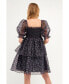 Фото #3 товара Women's Floral Organza Double Ruffled Baby Doll Dress