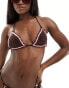 Фото #4 товара Cotton On crochet triangle bikini top in brown